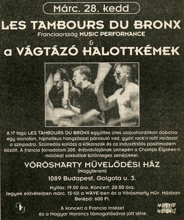 VHK - Les Tambours du Bronx (plakát, 1995)